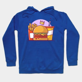 Burger, French fries And Soft Drink Cartoon (2) Hoodie